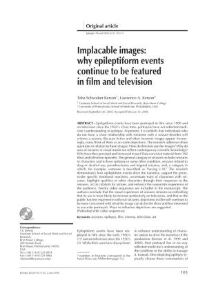 Implacable Images: Why Epileptiform Events Continue to Be Featured in ﬁlm and Television