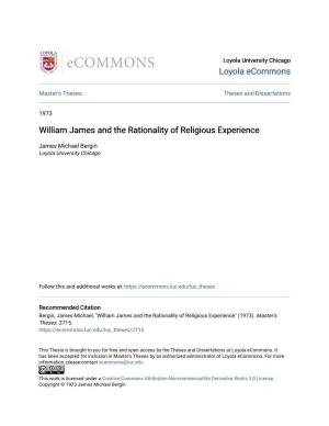 William James and the Rationality of Religious Experience