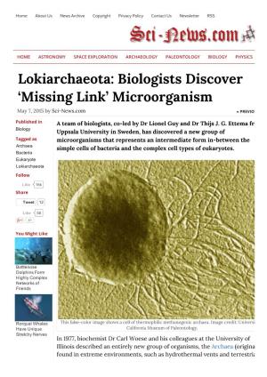 Lokiarchaeota: Biologists Discover 'Missing Link' Microorganism