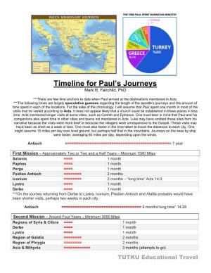 Timeline for Paul's Journeys