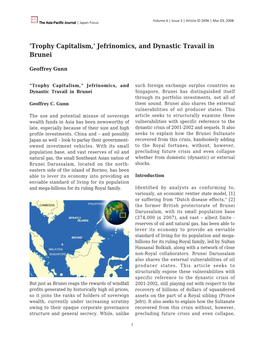 Jefrinomics, and Dynastic Travail in Brunei