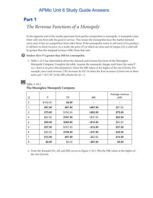 The Revenue Functions of a Monopoly