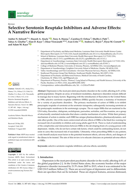 Selective Serotonin Reuptake Inhibitors and Adverse Effects: a Narrative Review