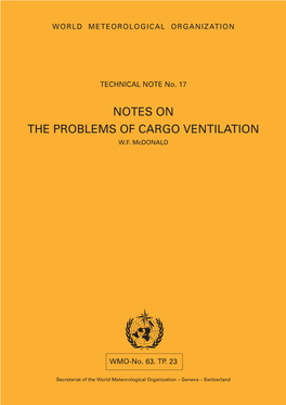 Notes on the Problems of Cargo Ventilation W.F