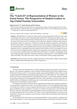 The “Catch-22” of Representation of Women in the Forest Sector: the Perspective of Student Leaders in Top Global Forestry Universities
