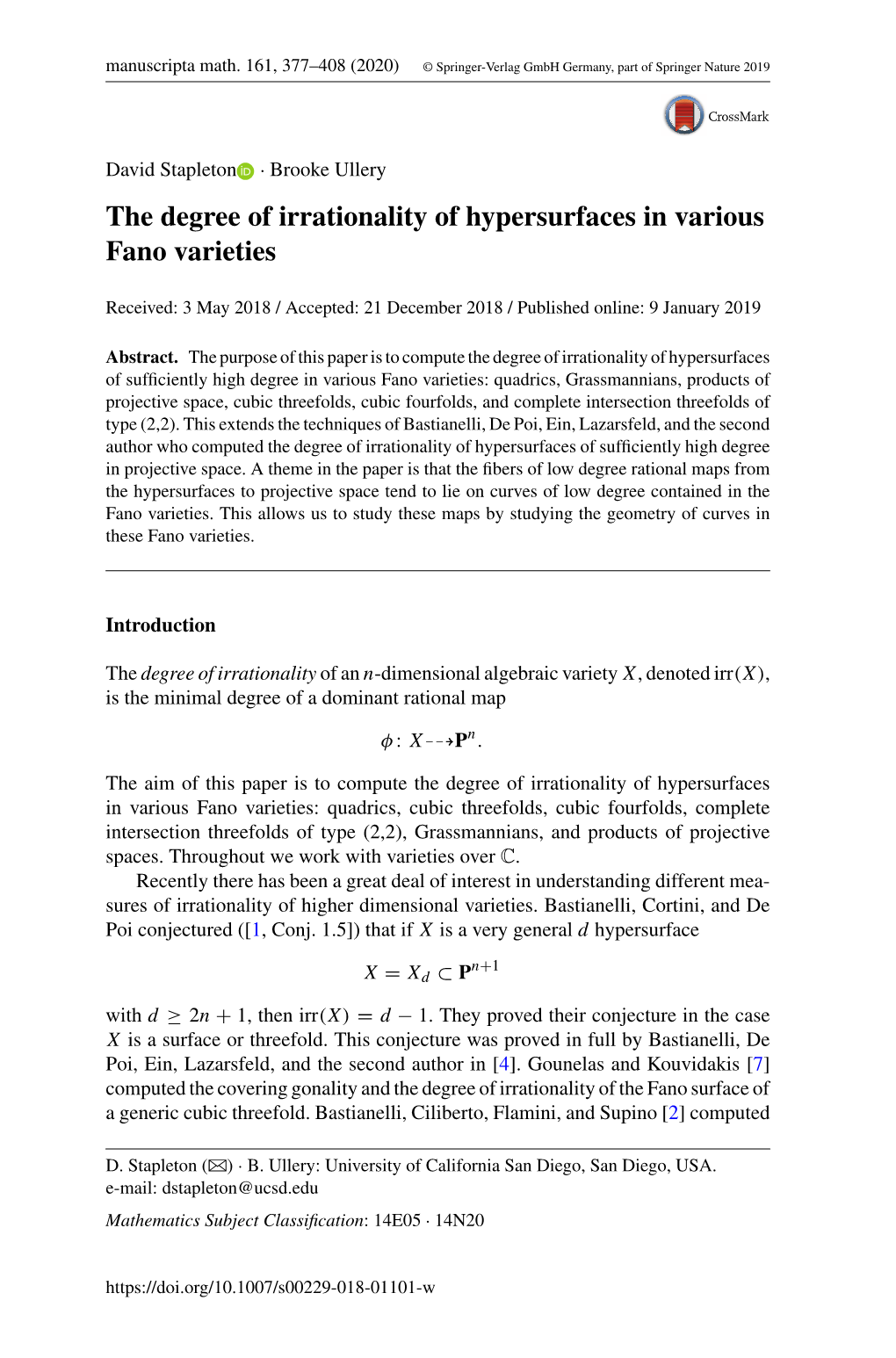 The Degree of Irrationality of Hypersurfaces in Various Fano Varieties