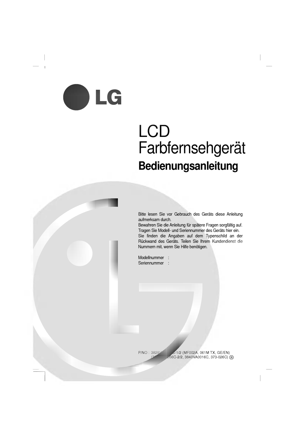 Page 1 CLG LCD Farbfernsehgerät Bedienungsanleitung Bitte