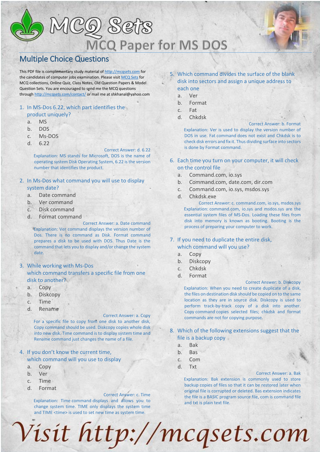 MCQ Questions from MS