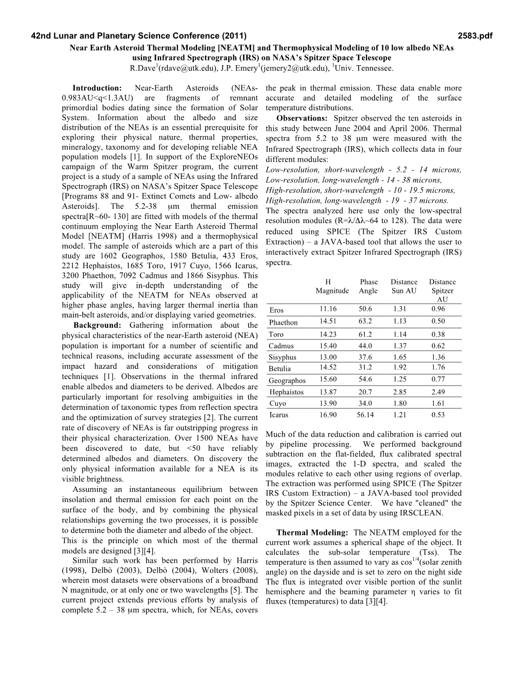 Near Earth Asteroid Thermal Modeling