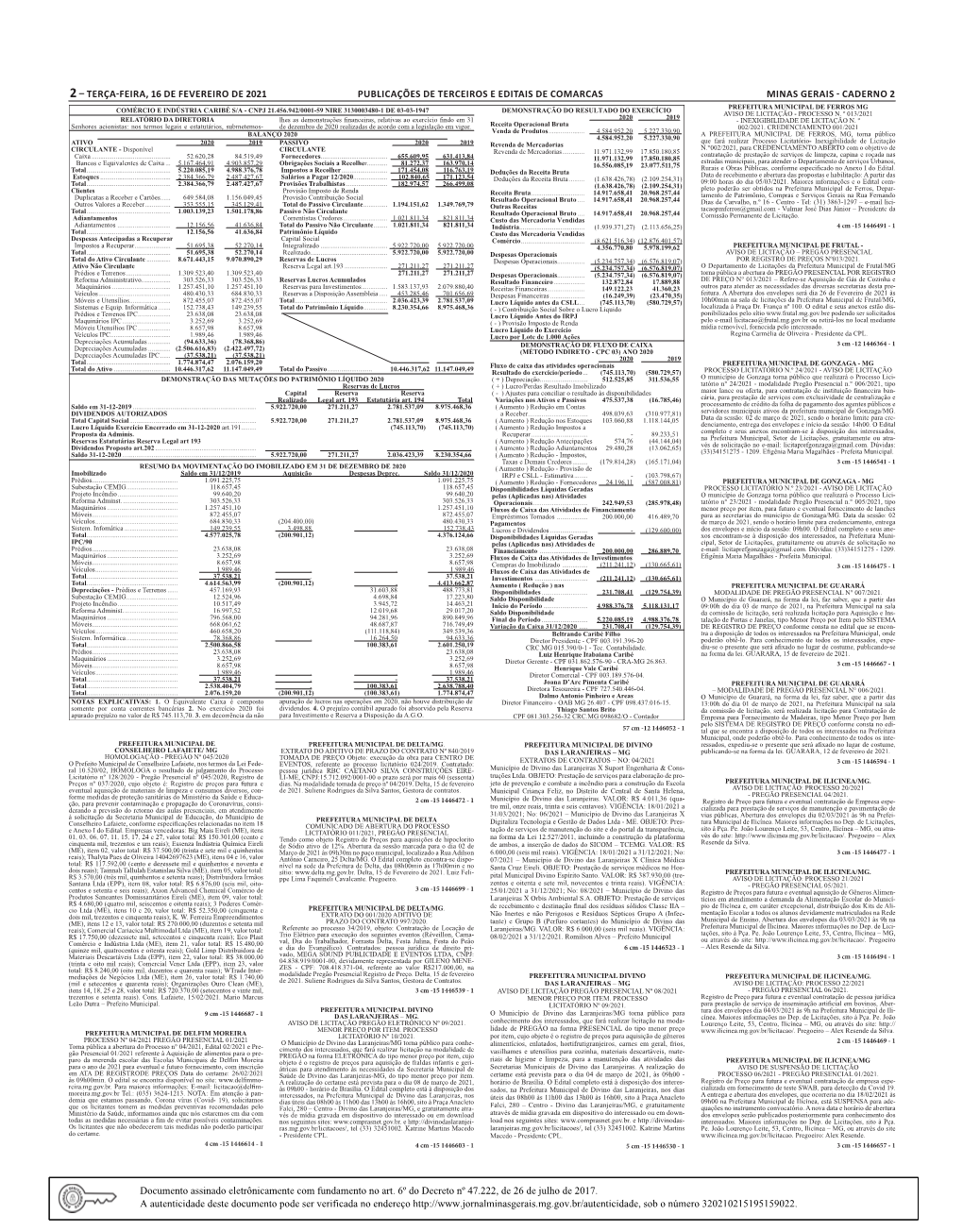 2– Terça-Feira, 16 De Fevereiro De 2021 Publicações De