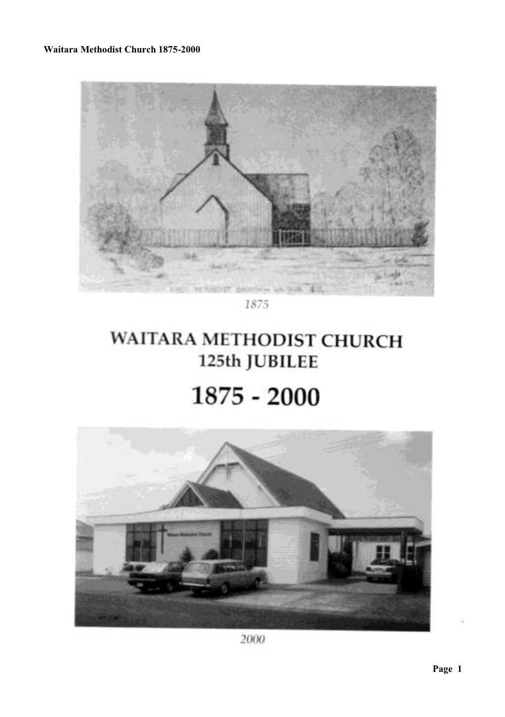 Waitara Methodist Church 1875-2000 Page 1