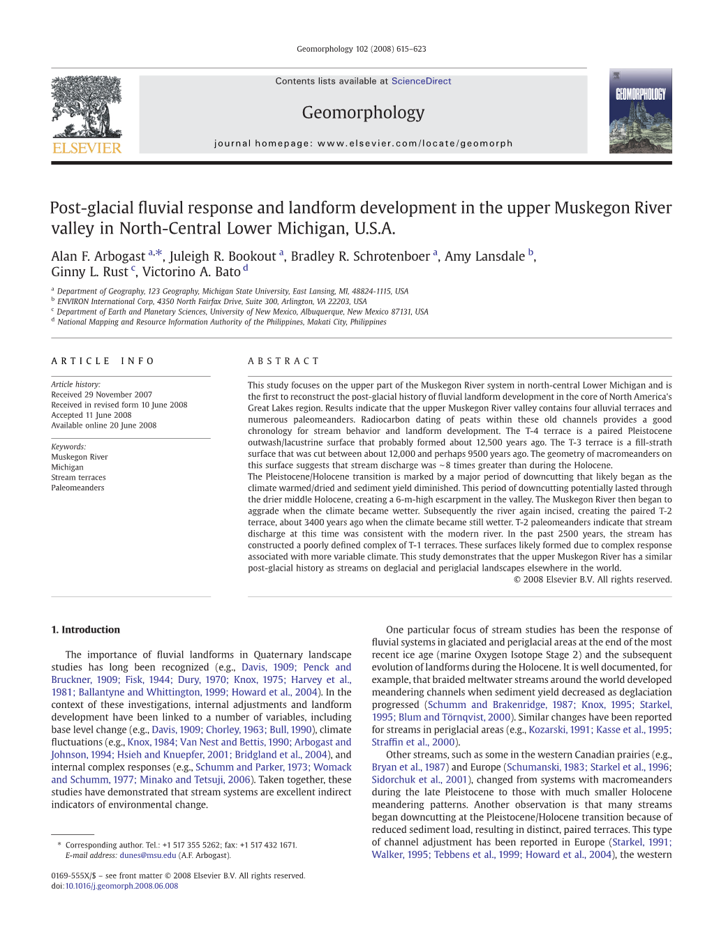 Post-Glacial Fluvial Response and Landform Development in the Upper