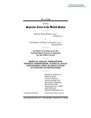 Brief of Petitioner for Fisher V. University of Texas at Austin, 11-345