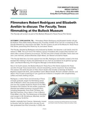Filmmakers Robert Rodriguez and Elizabeth Avellán to Discuss The