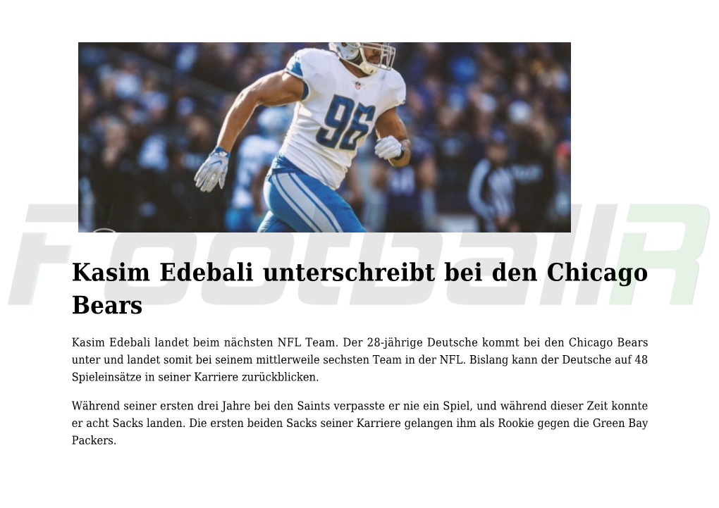 Kasim Edebali Unterschreibt Bei Den Chicago Bears,Kasim Edebali Ist