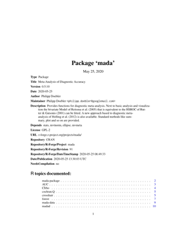 Package 'Mada'
