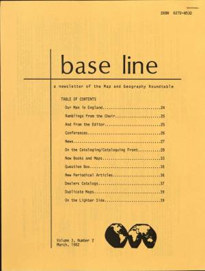 Base Line a Newsletter of the Map and Geography Roundtable
