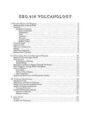 Geo.416 Volcanologyvolcanology