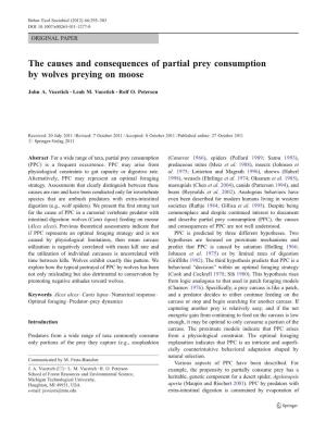 The Causes and Consequences of Partial Prey Consumption by Wolves Preying on Moose