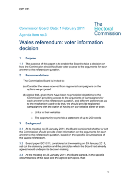 Wales Referendum: Voter Information Decision