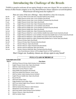 Full Class Schedule