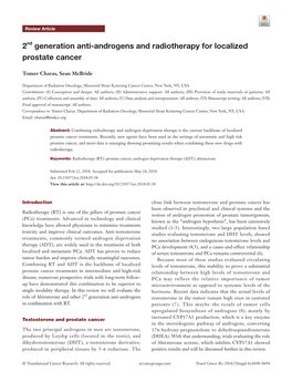 2Nd Generation Anti-Androgens and Radiotherapy for Localized Prostate Cancer
