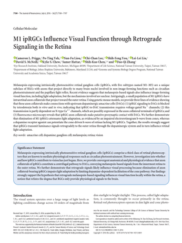 M1 Iprgcs Influence Visual Function Through Retrograde Signaling in the Retina