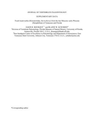 Journal of Vertebrate Paleontology Supplementary