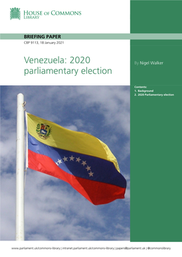Venezuela: 2020 Parliamentary Election