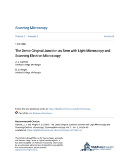 The Dento-Gingival Junction As Seen with Light Microscopy and Scanning Electron Microscopy