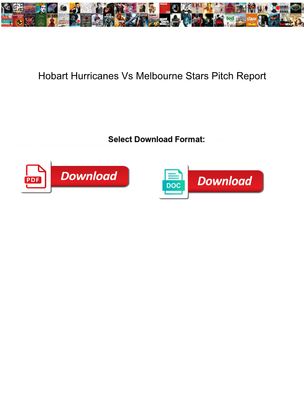 Hobart Hurricanes Vs Melbourne Stars Pitch Report