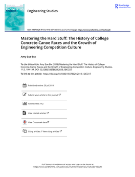 The History of College Concrete-Canoe Races and the Growth of Engineering Competition Culture