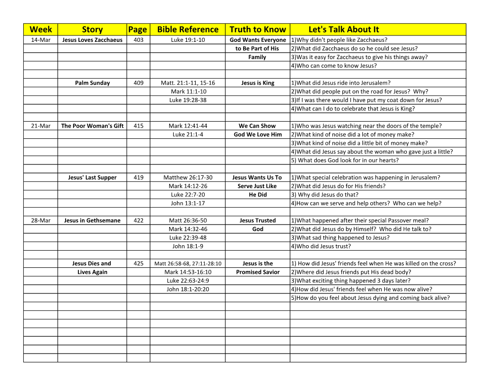 Family Devotions Schedule Spring 2021