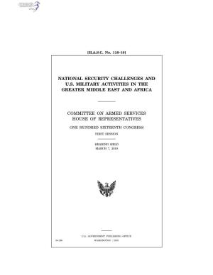 National Security Challenges and U.S. Military Activities in the Greater Middle East and Africa
