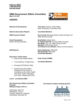 OMA Government Affairs Committee Meeting Materials