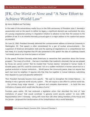 JFK, One World Or None and “A New Effort to Achieve World Law”