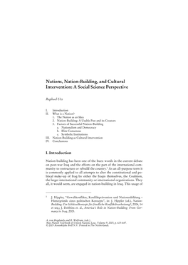 Nations, Nation-Building, and Cultural Intervention: a Social Science Perspective