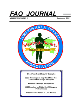 FAO JOURNAL VOLUME IX, NUMBER 3 September 2005