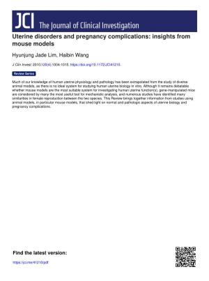 Uterine Disorders and Pregnancy Complications: Insights from Mouse Models