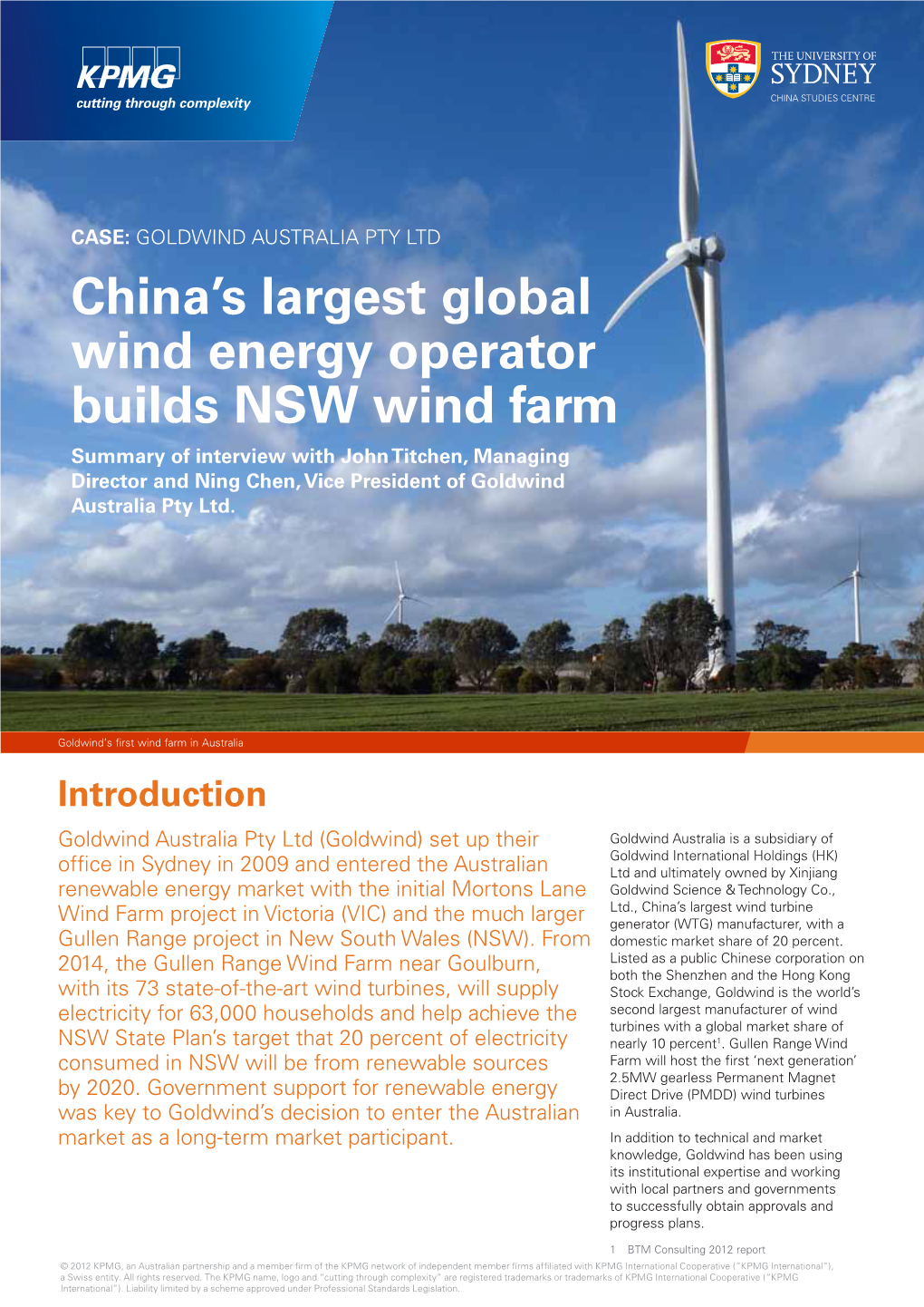 China's Largest Gloabal Wind Energy Operator Builds NSW Wind Farm