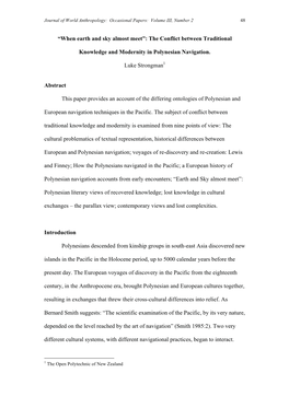 The Conflict Between Traditional Knowledge and Modernity in the Navigation of Polynesia