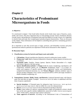 Characteristics of Predominant Microorganisms in Foods