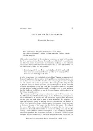 Leibniz and the Brachistochrone