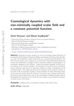 Cosmological Dynamics with Non-Minimally Coupled Scalar Field and a Constant Potential Function