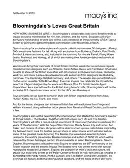 Bloomingdale's Loves Great Britain