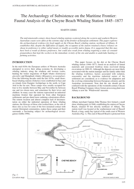Faunal Analysis of the Cheyne Beach Whaling Station 1845–1877