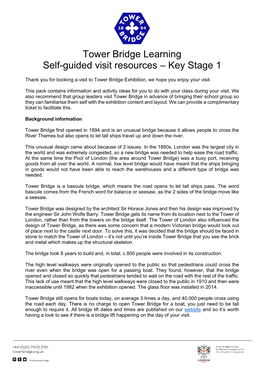 Tower Bridge Learning Self-Guided Visit Resources – Key Stage 1
