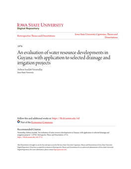 An Evaluation of Water Resource Developments in Guyana: With
