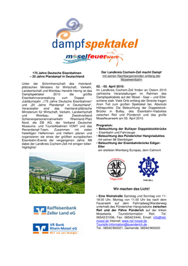 PDF-Newsletter Zum Dampfspektakel 2010 (Deutsch)