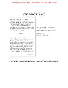 Case 3:15-Cv-00318-SDD-RLB Document 557 04/17/19 Page 1 of 298